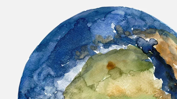 Aquarellbild von der Erde.