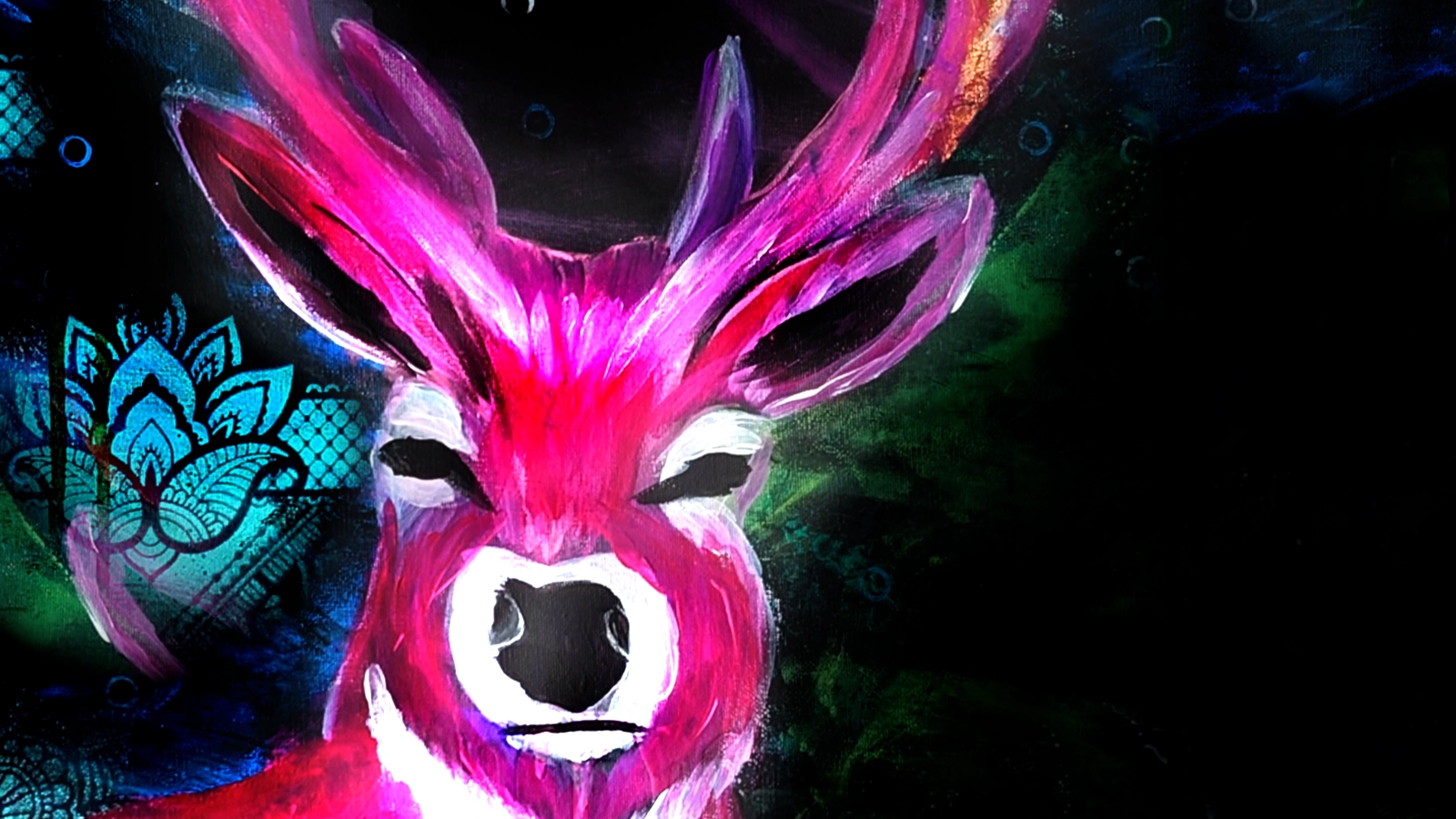 Ein gemalter pinker Hirsch