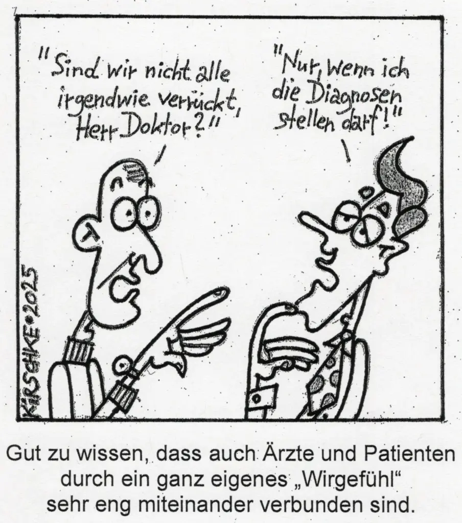 Gezeichner Cartoon mit zwei Männern die reden